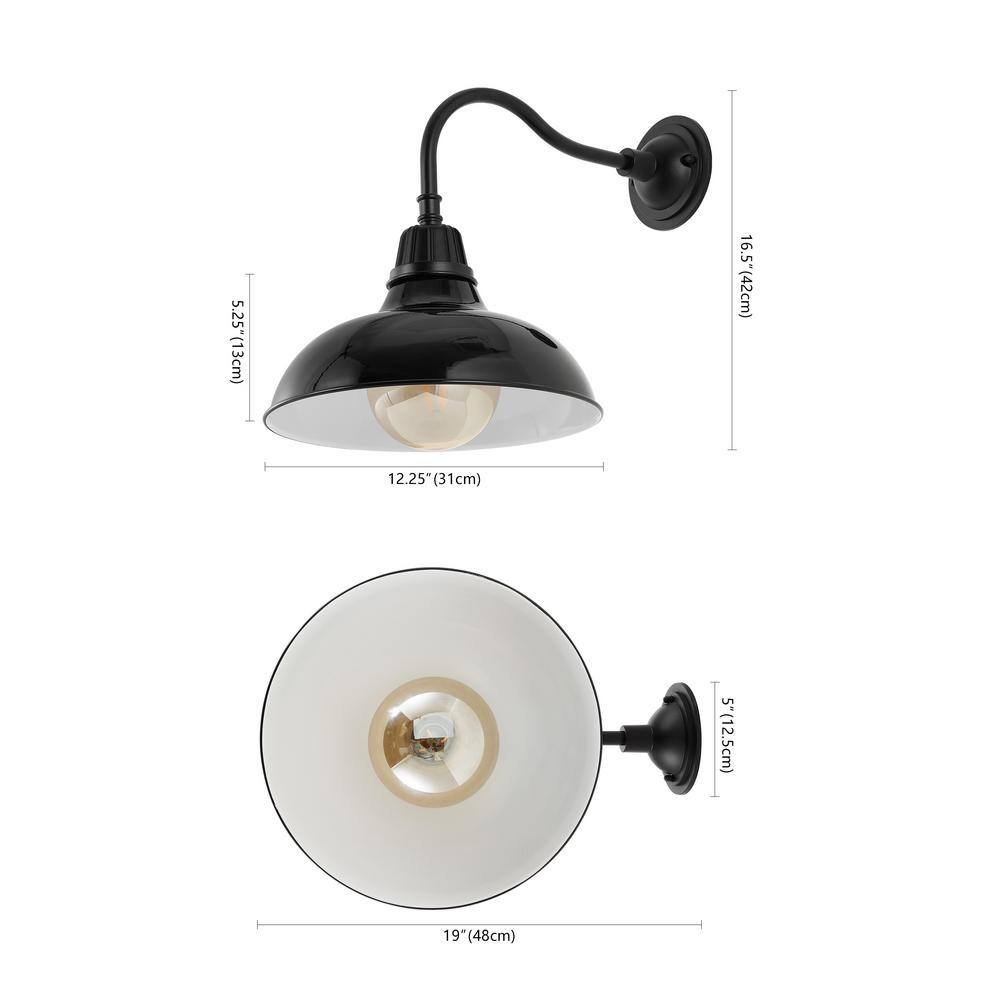 Aurora 12.25" Black Iron LED Gooseneck Arm Sconce