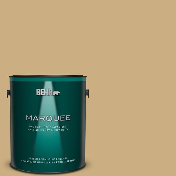 BEHR MARQUEE 1 gal. #S310-4 Perennial Gold One-Coat Hide Semi-Gloss Enamel Interior Paint & Primer