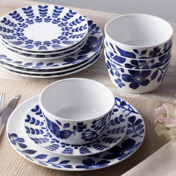 Noritake Sandefjord 12-Piece (Blue) Porcelain Dinnerware Set