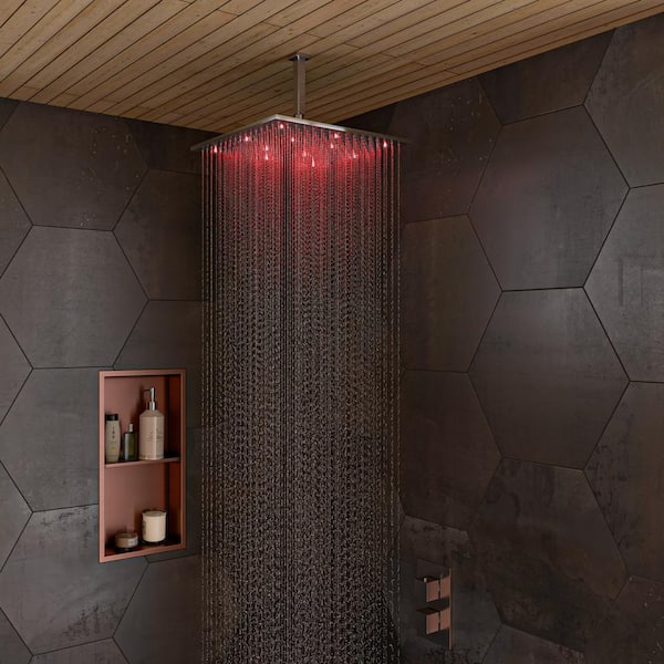 ALFI BRAND 1-Spray 16 in. Single Ceiling Mount Fixed Rain Shower Head in Brushed Nickel