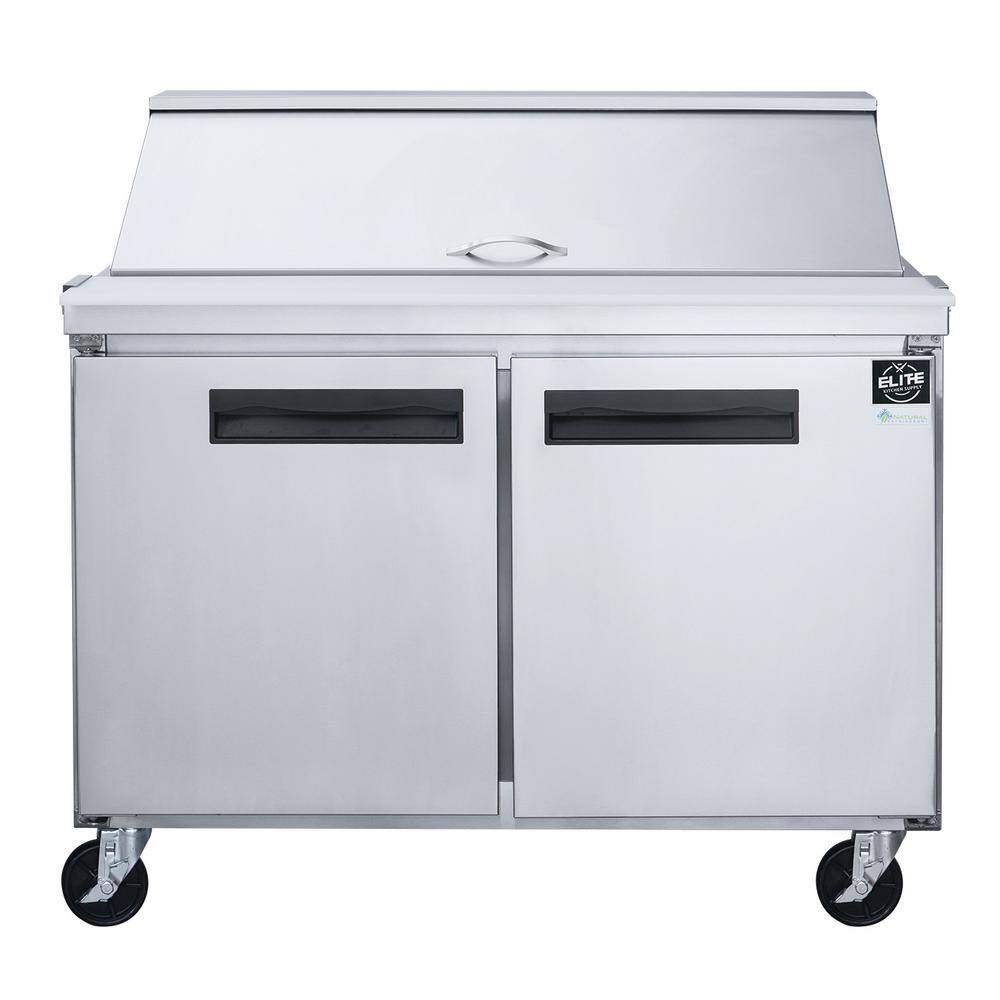 48.125 in. Stainless Steel 2-Door Commercial Food Prep Table Refrigerator