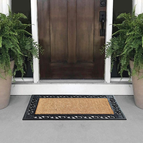 A1 Home Collections A1HC Welcome Mat Black/Beige 23 in. x 38 in. Rubber and  Coir Heavy Duty, Non-Slip Extra Large Double Door Mat A1HC200030PL-BL - The  Home Depot