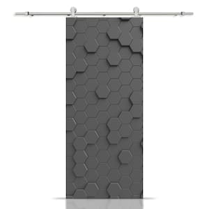 30 in. x 96 in. White Painted Composite MDF Paneled Interior Sliding Barn Door with Hardware Kit
