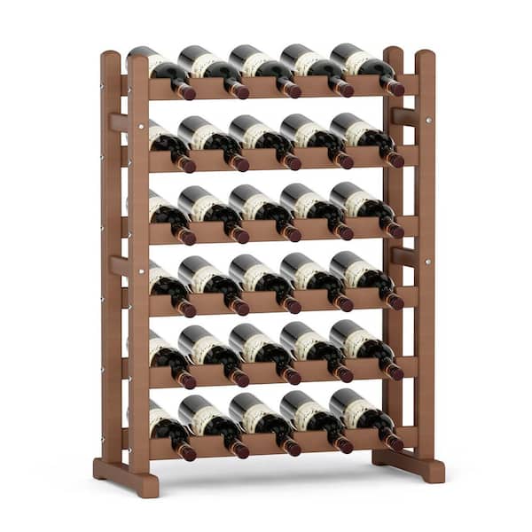 Wine Rack Freestanding Floor, Rustic Wine Holder Stand with Wine Storage  and Bottle Shelf, 16 Bottles Floor Wine Rack Shelf for Kitchen Dining Room