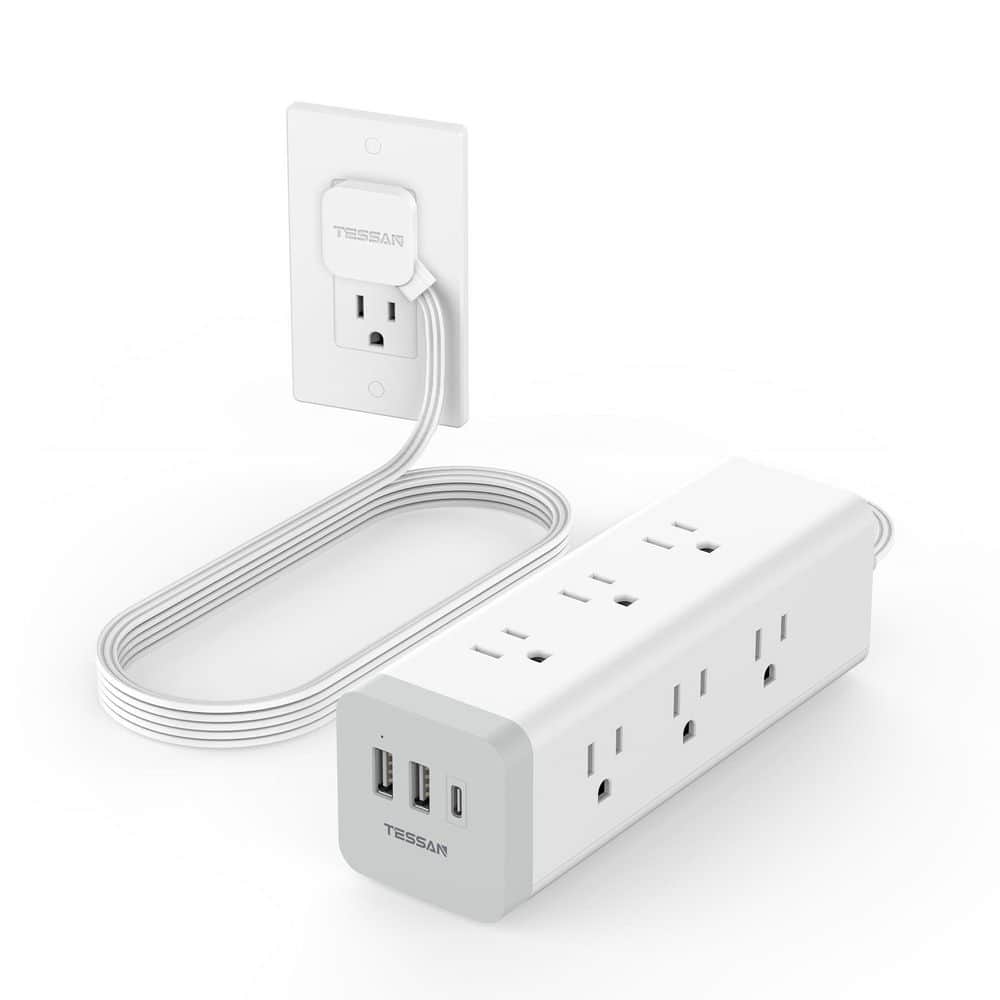 9-Outlet Ultra Thin Flat Plug 6 ft. Extension Cord with 3-USB, 1050 J Surge Protector Charging Station for Indoor Office price history on PriceWatchPro