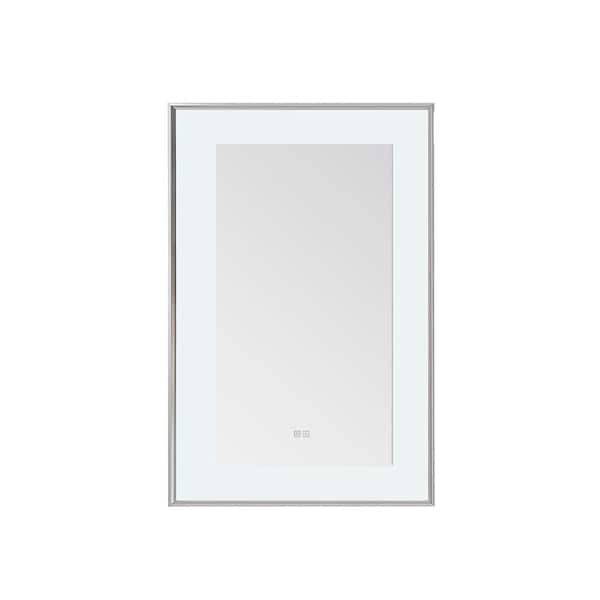 Lexington 24 in. W x 36 in. H Rectangular Framed Wall Mount Bathroom Vanity Mirror in Chrome, LED Lighted, Defogger