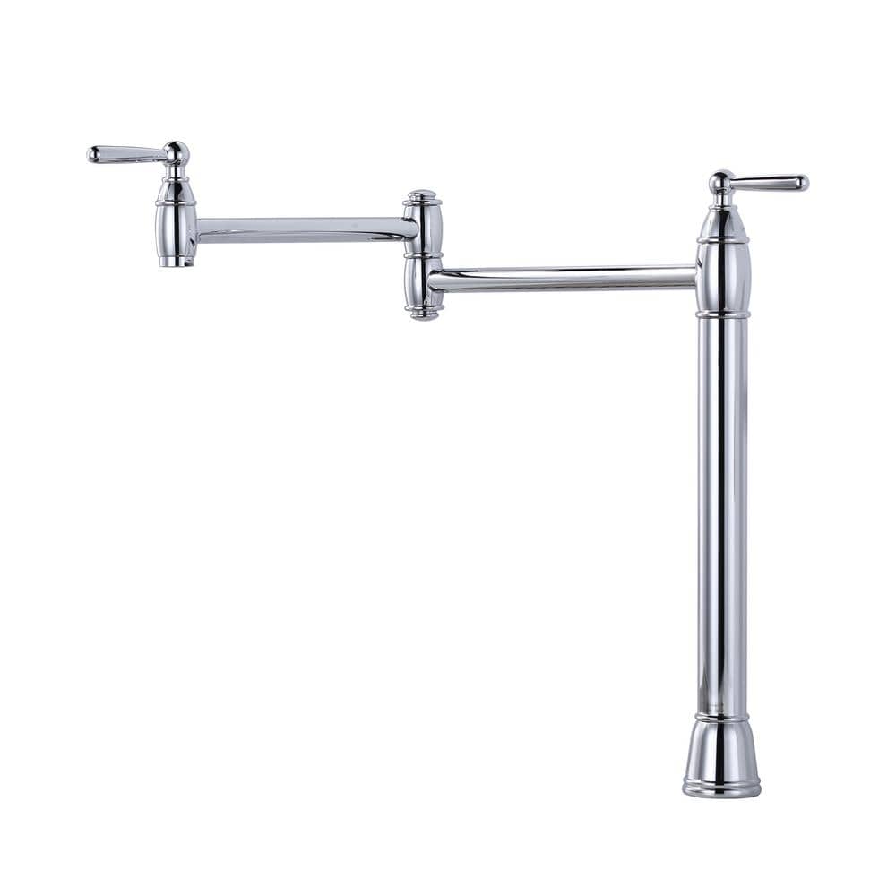 WOWOW Deck Mounted Pot Filler Faucet with Double Handle in Chrome ...