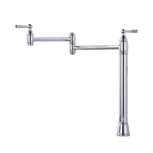 Deck Mounted Pot Filler Faucet with Double Handle in Chrome