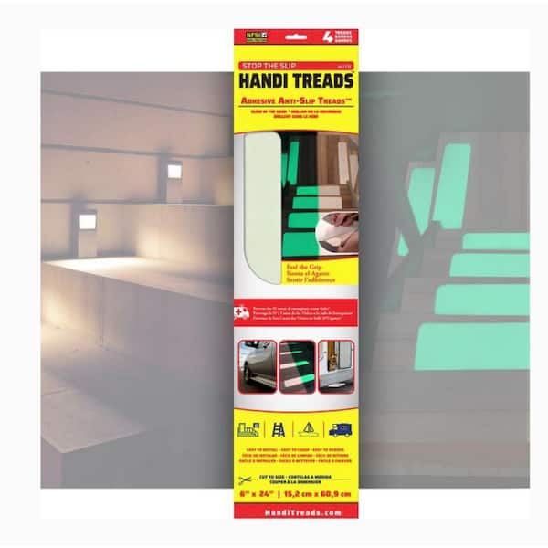 Unbranded Handi Treads 6 in. x24 in. GritTreads Adhesive Treads, Bright Glow (4-Pack)