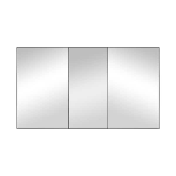 Interbath 66 in. x 36 in. Rectangular Black Aluminum Surface Mount Medicine Cabinet with Mirror