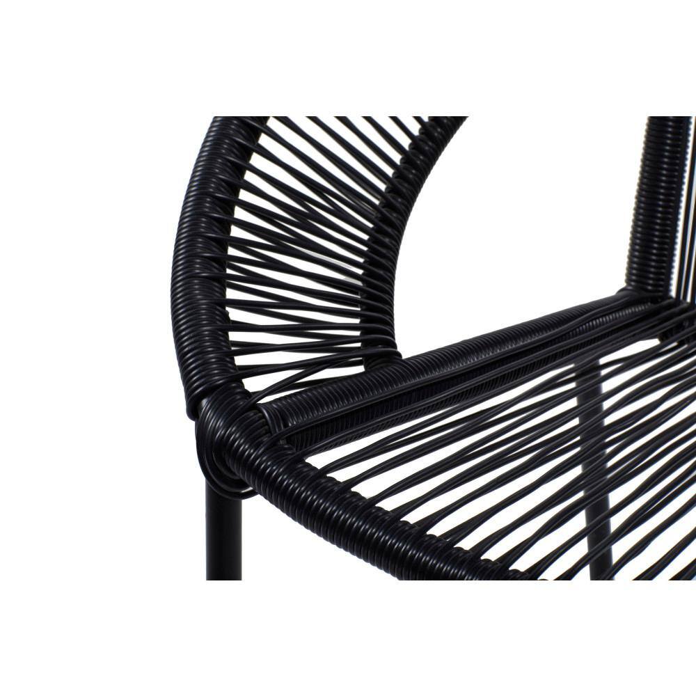 Mid-Century Modern Black Woven Patio Dining Chair