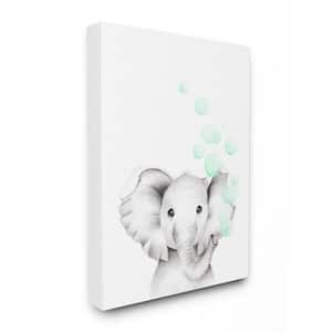 16 in. x 20 in. "Cute Cartoon Baby Elephant Zoo Painting" by Studio Q Canvas Wall Art