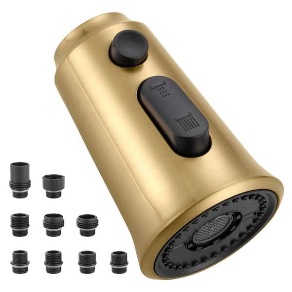 3 Function Kitchen Faucets Head Replacement with 9-Adapters in Gold