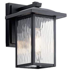 Capanna 10.25 in. 1-Light Textured Black Outdoor Hardwired Wall Lantern Sconce with No Bulbs Included (1-Pack)