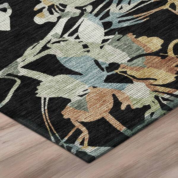 Chantille Machine Washable Indoor/Outdoor Abstract ACN3005 Black 3 ft. x 4 ft. Area Rug