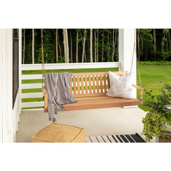 Outdoor 4 ft. Natural Hardwood Porch Swing with Chains