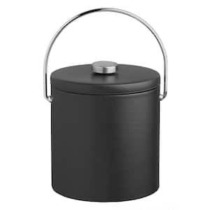 Contempo 3 Qt. Black Ice Bucket with Bale Handle and Domed Leatherette Lid