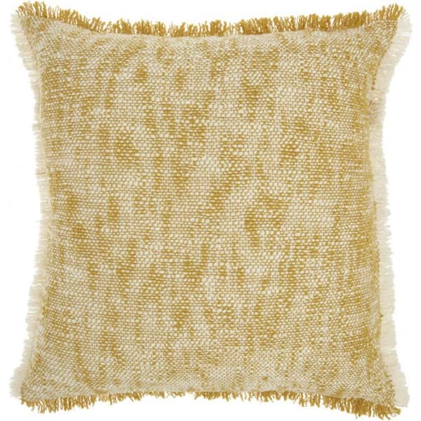 HomeRoots Jordan Mustard Abstract Cotton 20 in. X 20 in. Throw Pillow