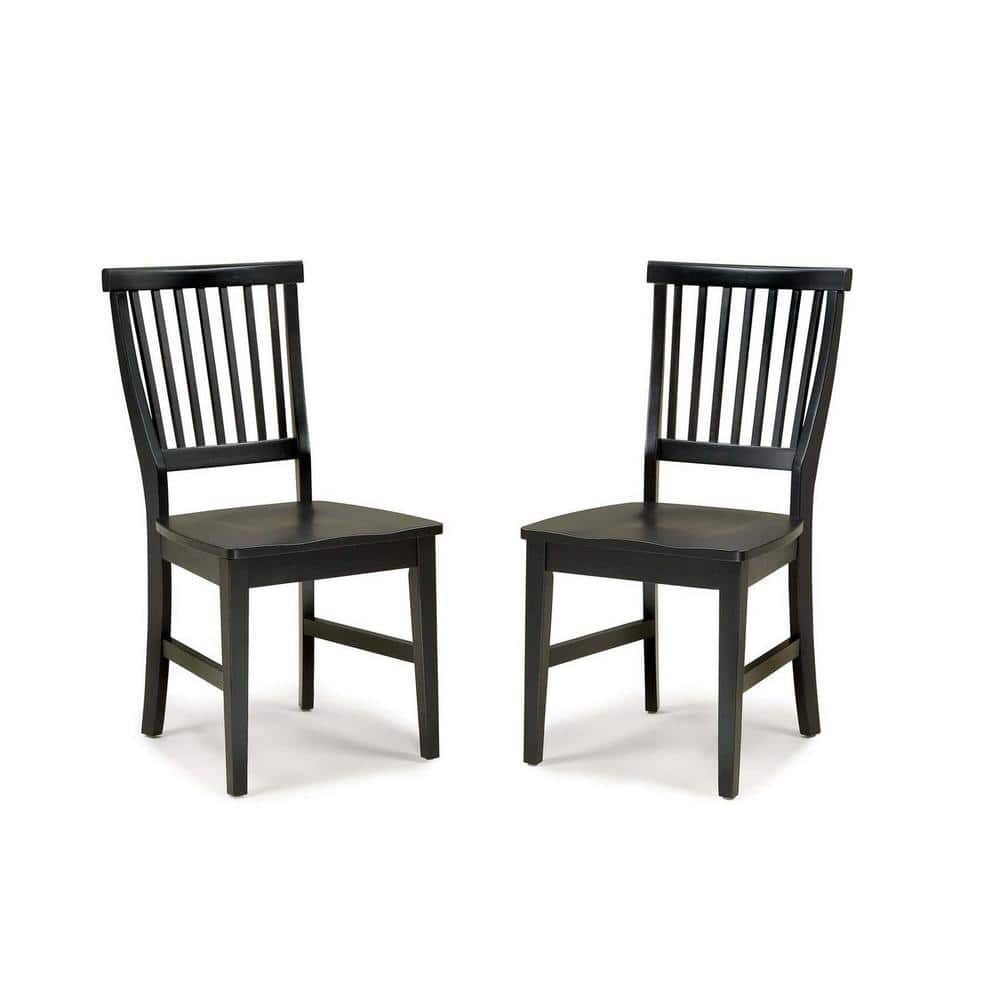 Black High Ladderback Solid Wood Side Chair Set