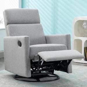 Gray Multi-Functional Modern Linen 360-Degree Swivel Base Recliner Glider Nursery Chair