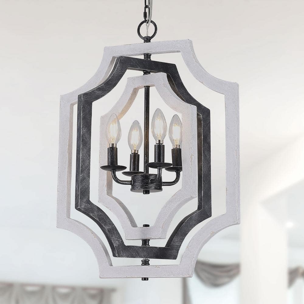 Vintage 4 Light Farmhouse Distressed White Rustic Linear Chandelier Hanging Pendant Light with Light Kit price history on PriceWatchPro