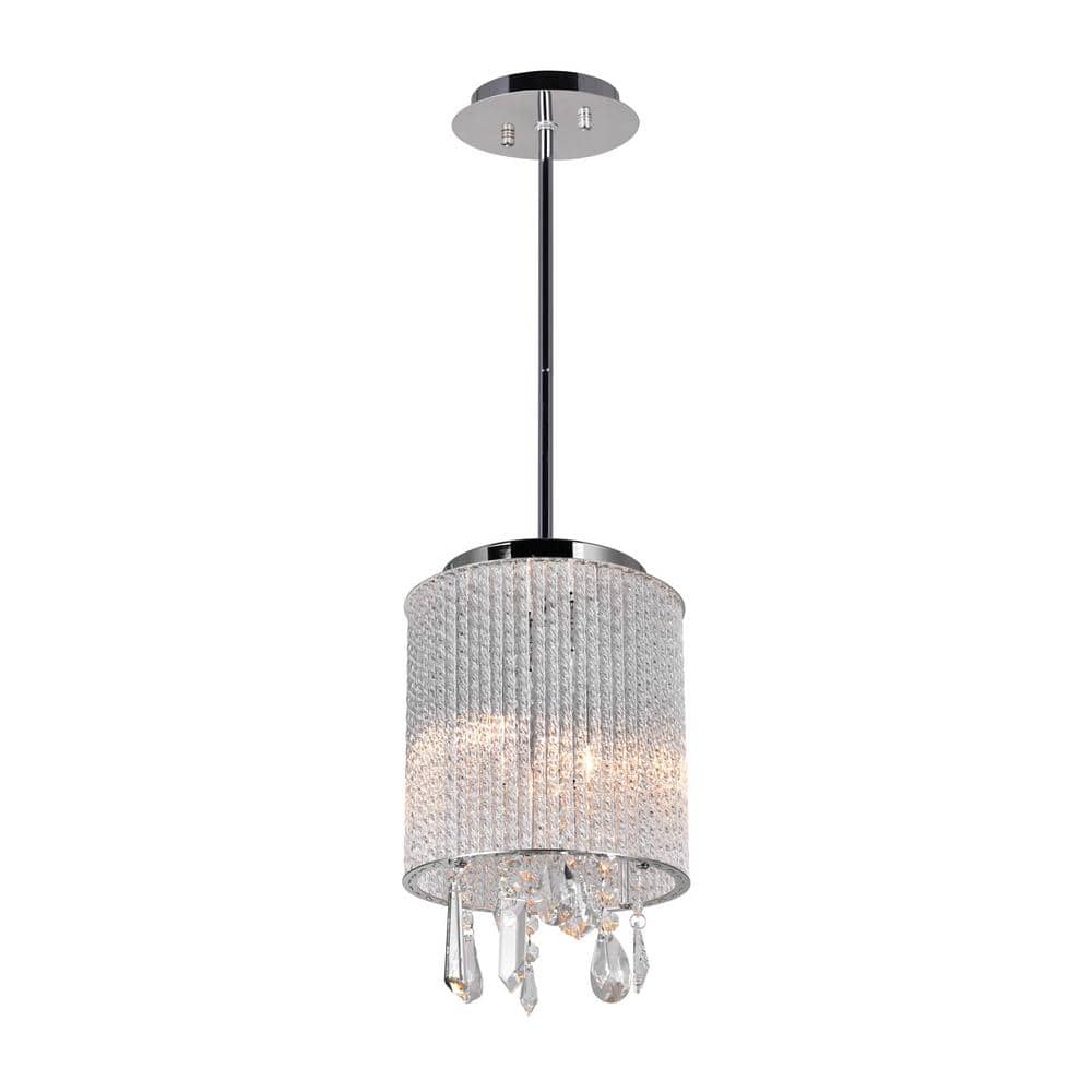 Benson Mini Drum LED Pendant in Sparkling Chrome and Crystal