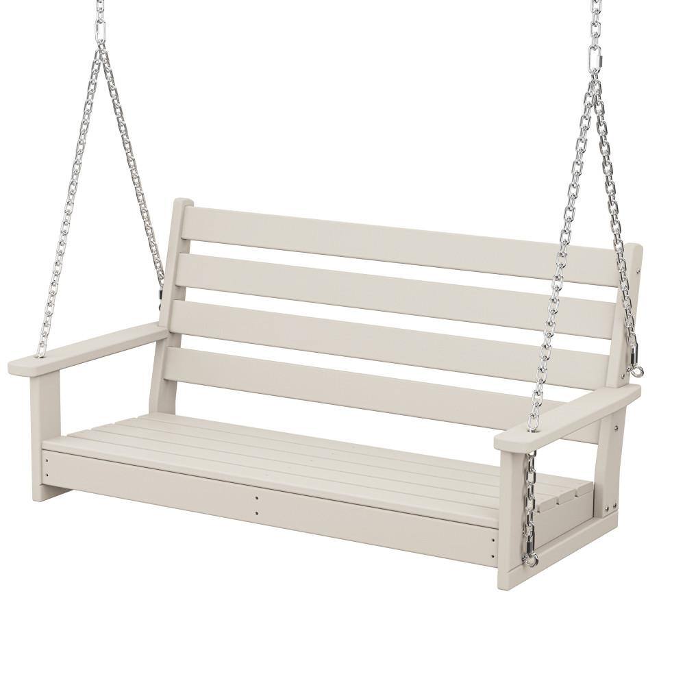 POLYWOOD Grant Park 48 in. 2-Person Sand HDPE Plastic Swing MNS484SA ...