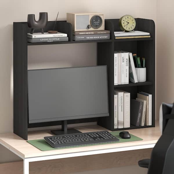 CLASSIC 37.01 in. Rectangle Espresso Wood 5-Shelves Desk Hutches