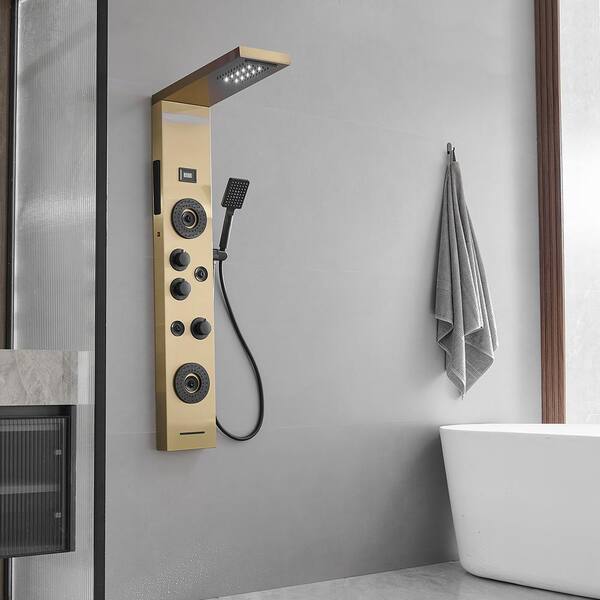 Bwe Gold Shower Tower ELLO&ALLO LED Rainfall Waterfall