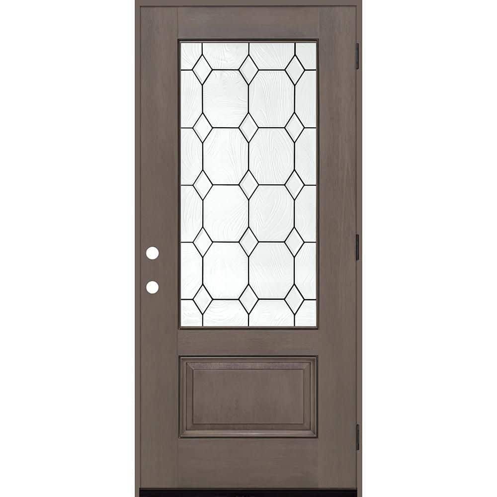 Regency 32 in. x 80 in. 3/4L Marquise Glass LHOS Ashwood Stain Fiberglass Prehung Front Door with 6-9/16 Jamb price history on PriceWatchPro