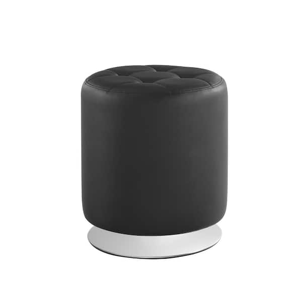 Linon Home Decor Taylor Black Swivel Ottoman