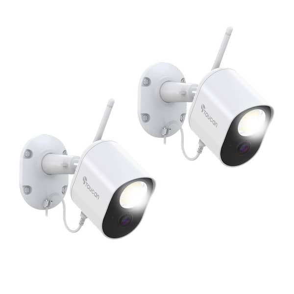 Wi-Fi Li-Ion 1080p Plug-In Floodlight Security Camera with No Monthly Fee Required 2-Pack