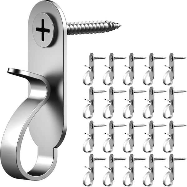 40-Pack Heavy-Duty Silver Stainless Steel Outdoor String Light Hooks Mount Hangers for Patio