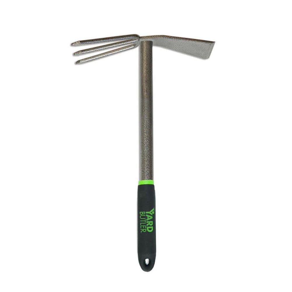 Yard Butler 15 in. 3-Tines Dual-Head Hand Cultivator Tiller