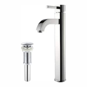 Ramus Single Hole Single-Handle Vessel Bathroom Faucet with Matching Pop Up Drain in Chrome