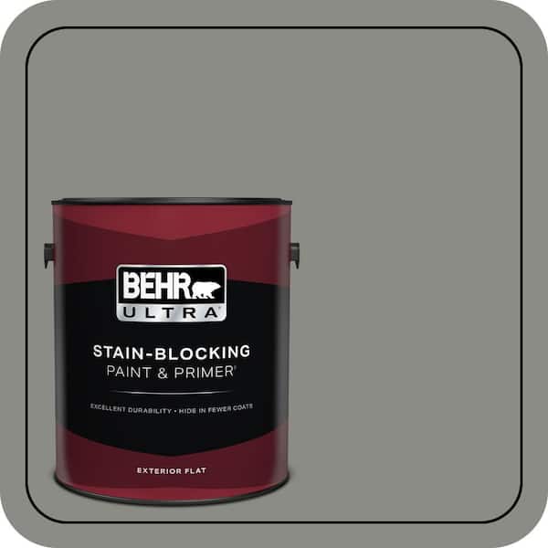 BEHR ULTRA 1 gal. #N380-5 Naturalist Gray Flat Exterior Paint & Primer