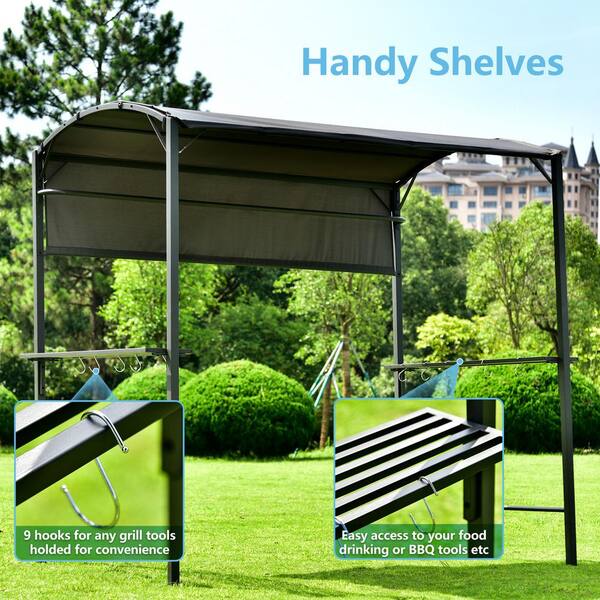 7 ft. x 4.5 ft. Gray Outdoor Patio Grill Gazebo BBQ Gazebo Canopy