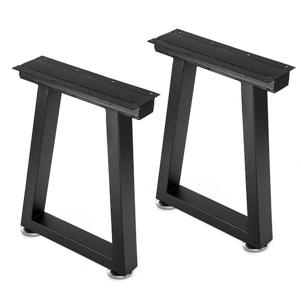 Angel Sar 16 in. Black Metal Coffee Table Legs, Trapezoid (2-Pack)