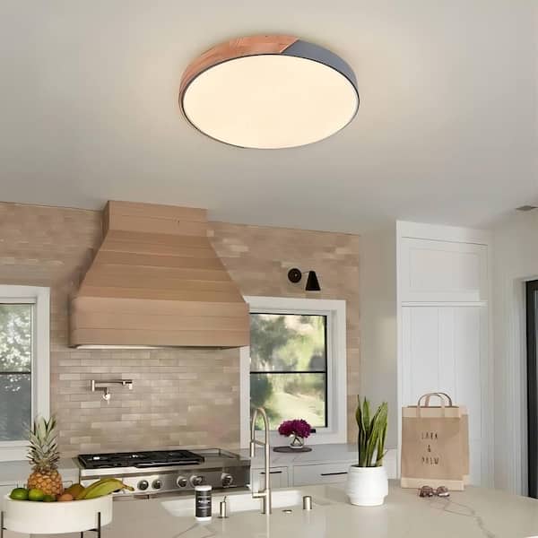 Rennnsan Luca 19.68 in. 1-Light Grey Dimmable 3000K Warm Light Integrated LED Flush Mount Light