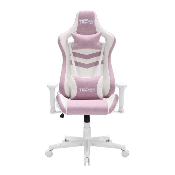 J&E Home Pink Memory Foam Seat Gaming Chair with Adjustable Arms