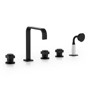Vikran 3-Handle Deck-Mount Roman Tub Faucet with Hand Shower in. Matte Black