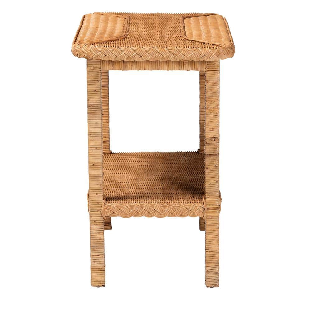 Minahasa 26 in. Light Honey Rectangle Rattan End Table - thumbnail 2
