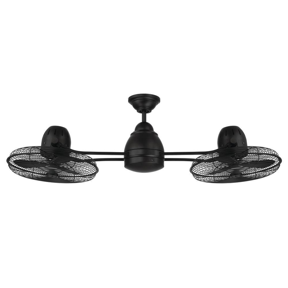 Bellows II 48" Dual Head Black Aluminum Ceiling Fan with LED Light Kit