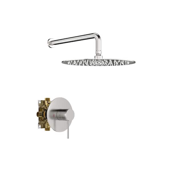 UPIKER 1-Spray Shower Faucet 1.8 GPM with Handheld Shower Head Wall Mount Faucet in Brushed Nickel