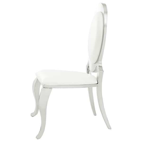 White and Chrome Anchorage Side Chairs Creamy (Set of 2)