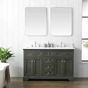 Thompson 54 in. W x 22 in. D Bath Vanity in Silver Gray with Engineered Stone Vanity in Carrara White with White Sink