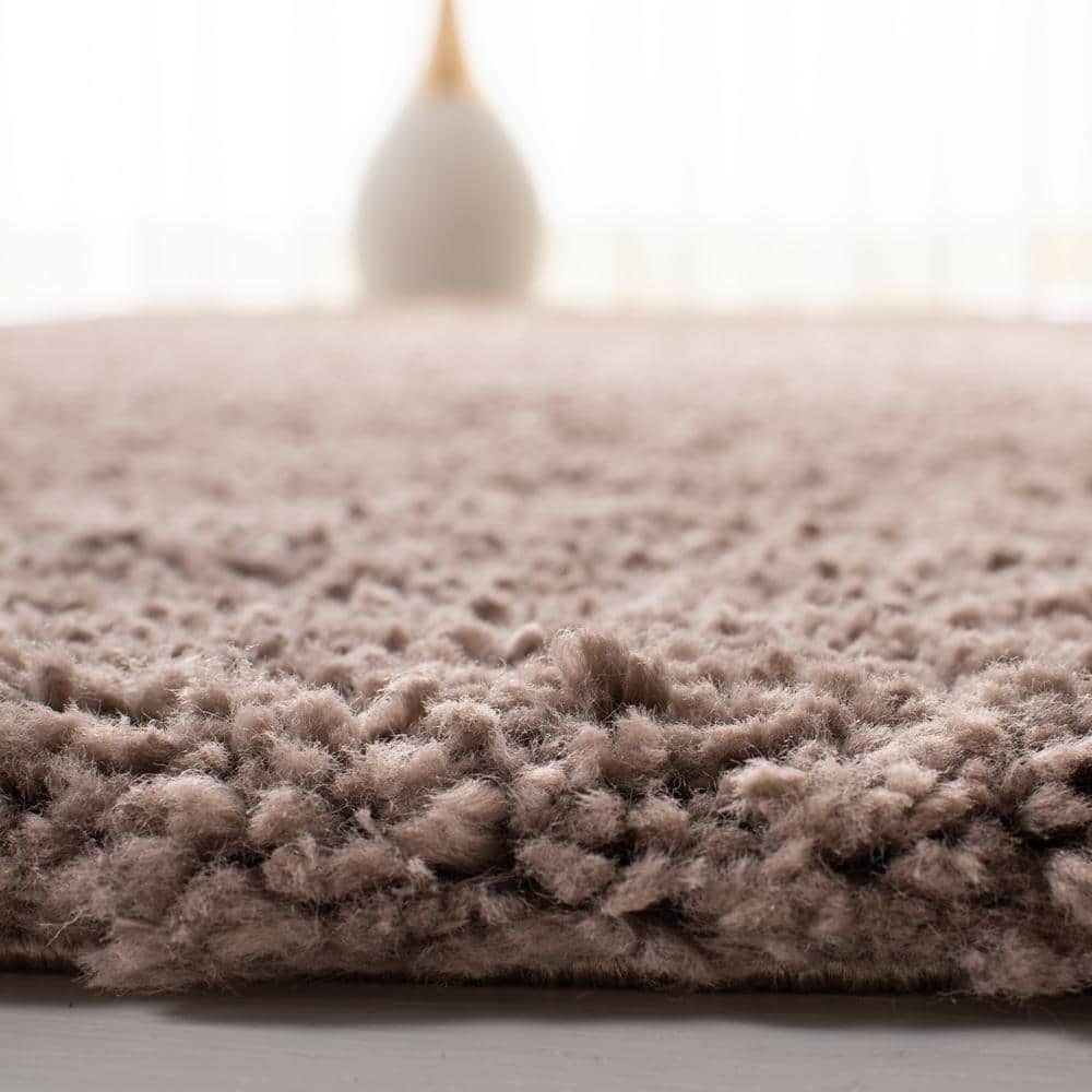 Taupe Easy-Care Synthetic 6' x 9' Rectangular Shag Rug
