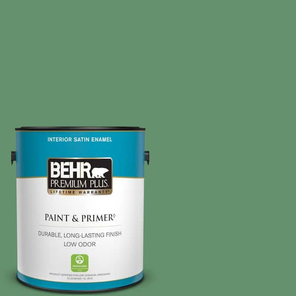 BEHR PREMIUM PLUS 1 gal. #M410-6 Turtle Creek Satin Enamel Low Odor Interior Paint & Primer