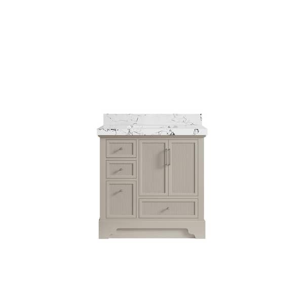 Willow Collections Alys 36 in. W x 22 in. D x 36 in. H Single Sink Bath Vanity Center in Fine Grain with 2" Viola Night Top