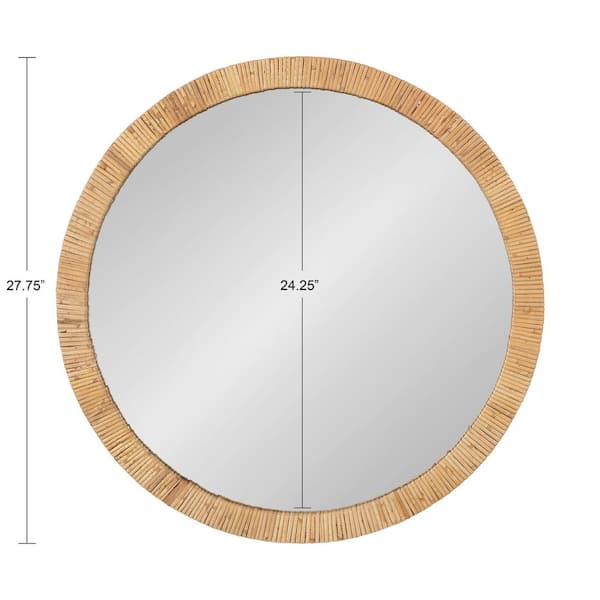 Rahfy 27.75 in. W x 27.75 in. H Round MDF Natural Wall Mirror